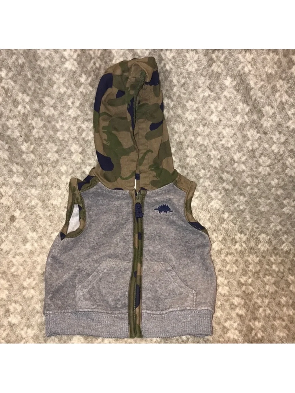 Carters 6M Toddler Camo Hooded Vest - Gray & Green